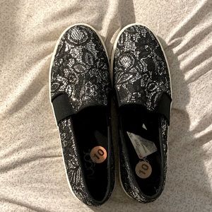 Size 10, rocket dog, glittery slip ons